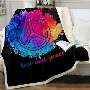 Sleepwish Hippie Peace Sign Soft Fleece Retro Form Throw Peace Blanket 62" x 50"